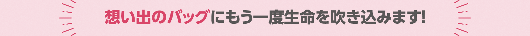 想い出のバッグにもう一度生命を吹き込みます!